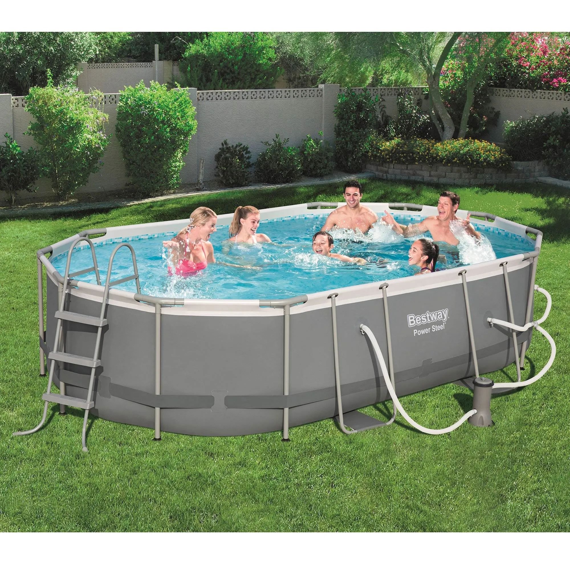 Bestway Steel 16' x 10' x 42" Metal Above Ground Pool Set and Maintenance Kit