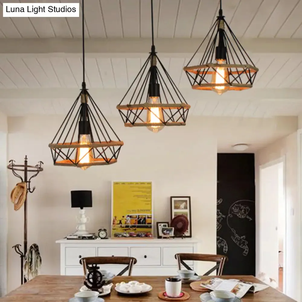 Black Diamond Vintage Metal Pendant Lighting for Commercial Restaurants