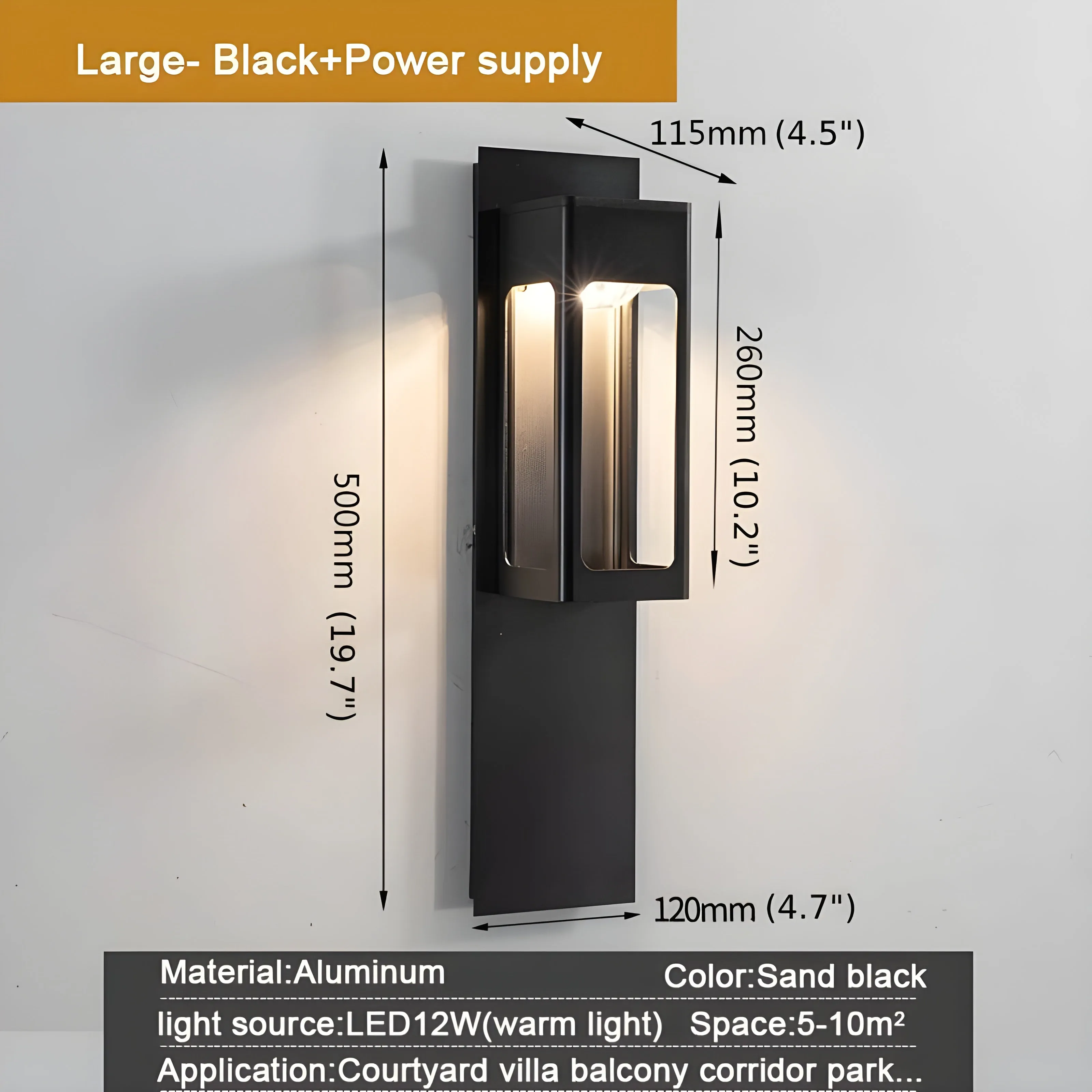 Black/Bronze Outdoor Waterproof LED Aluminum Wall Light With Motion Sensor