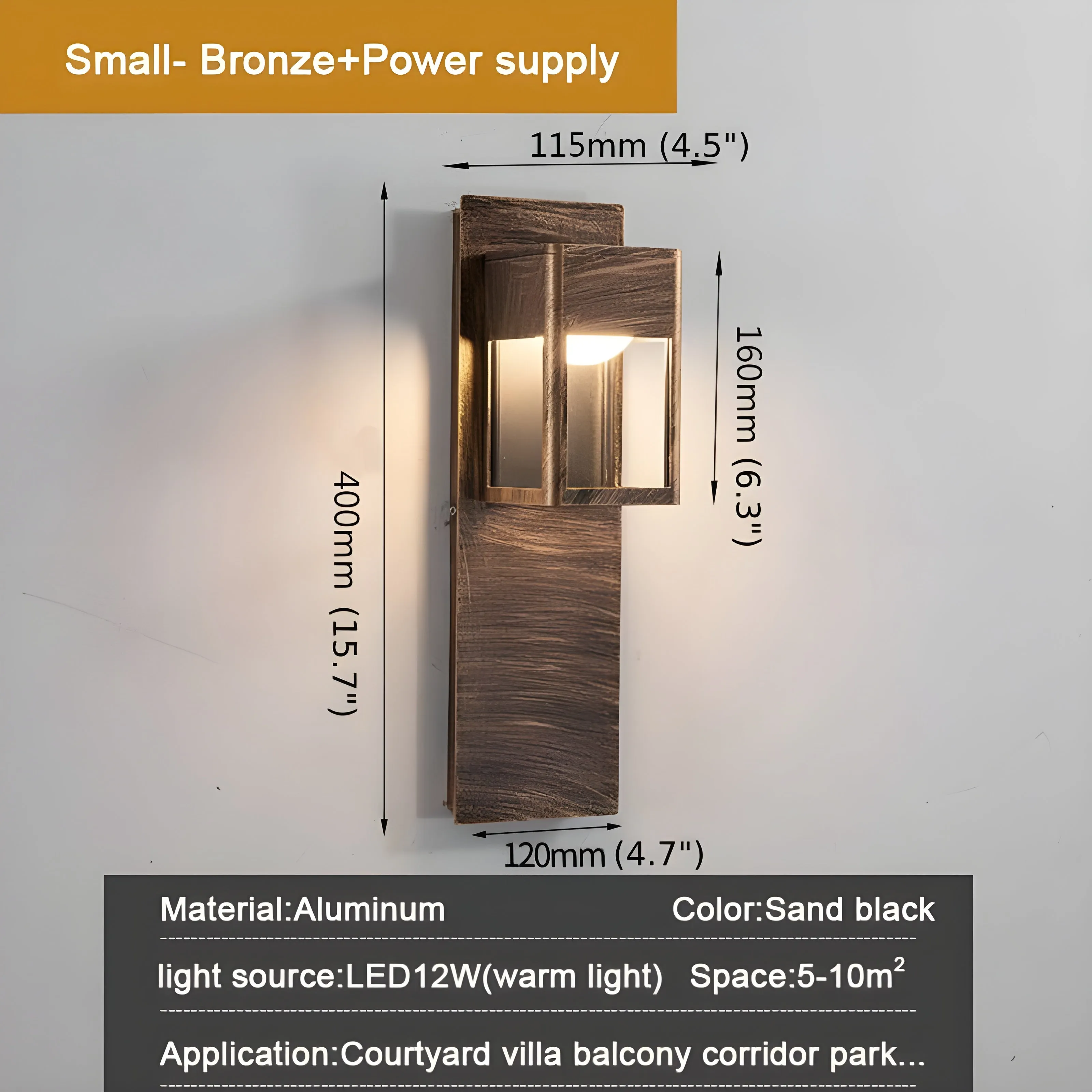 Black/Bronze Outdoor Waterproof LED Aluminum Wall Light With Motion Sensor