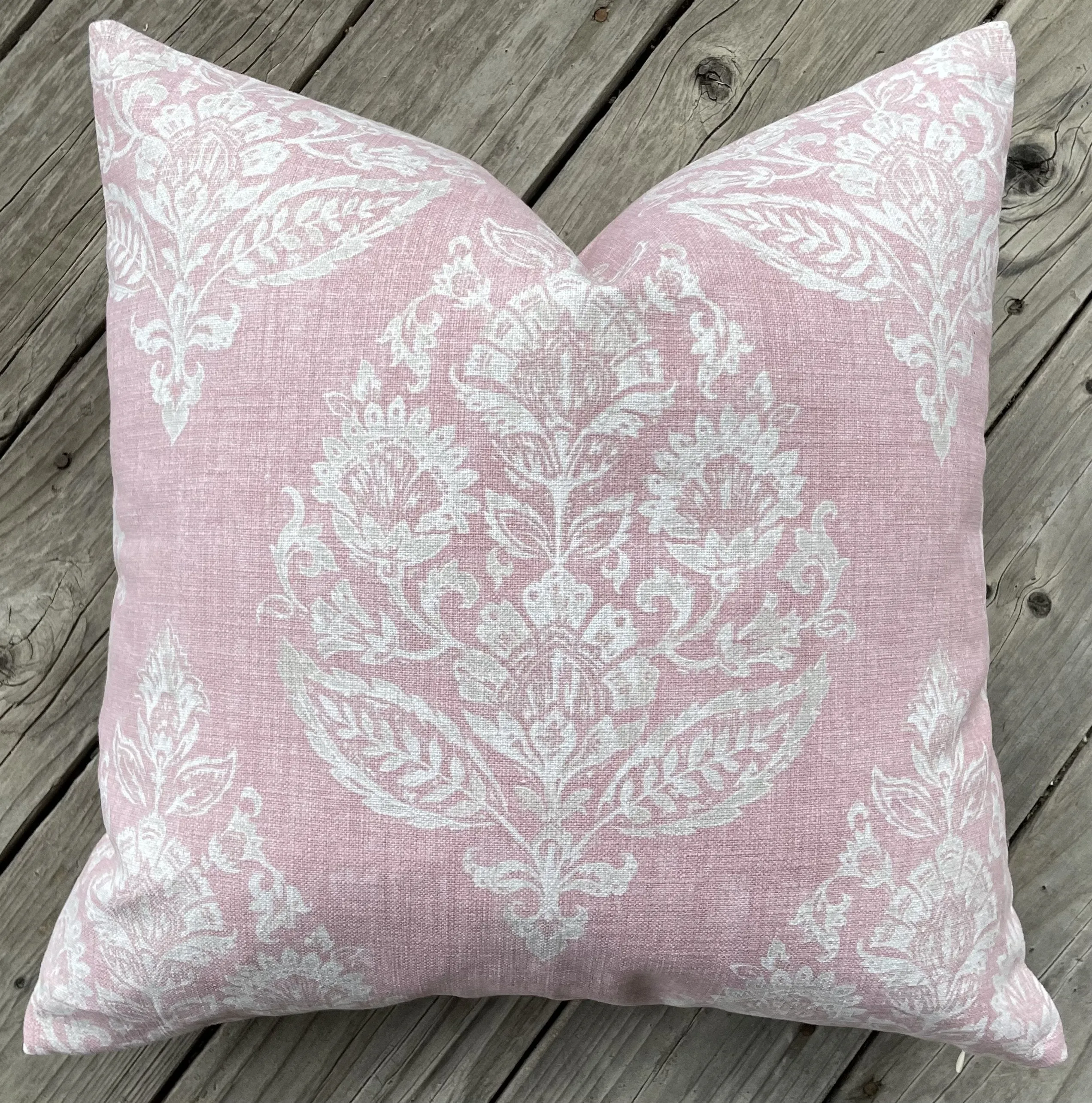 Block Print Damask Pillow Cover / Grey Beige Floral Cushion / Damask Pillow Cover / French Country Pillow Cover