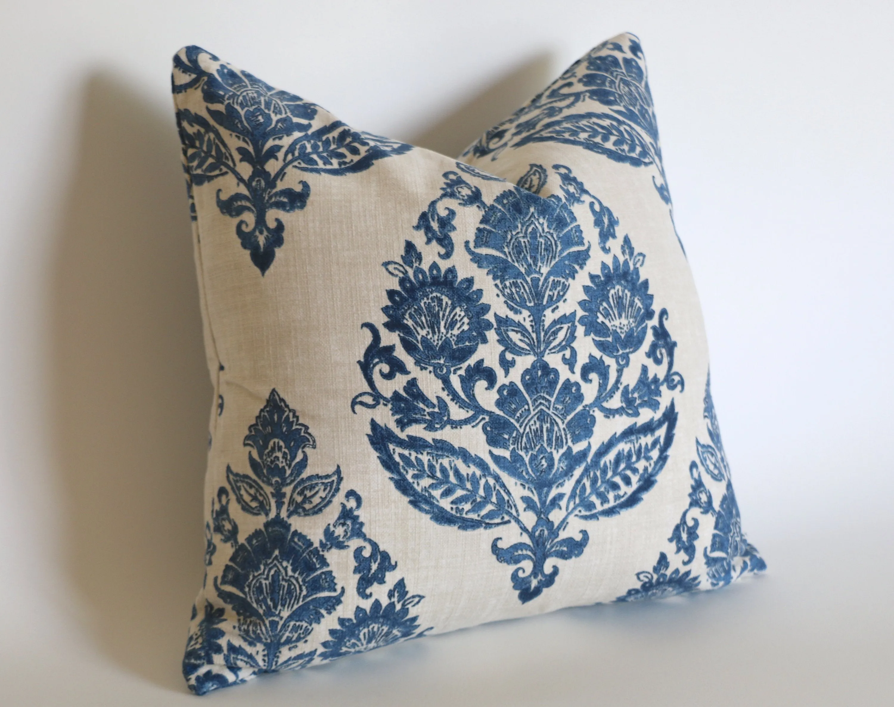 Block Print Damask Pillow Cover / Grey Beige Floral Cushion / Damask Pillow Cover / French Country Pillow Cover