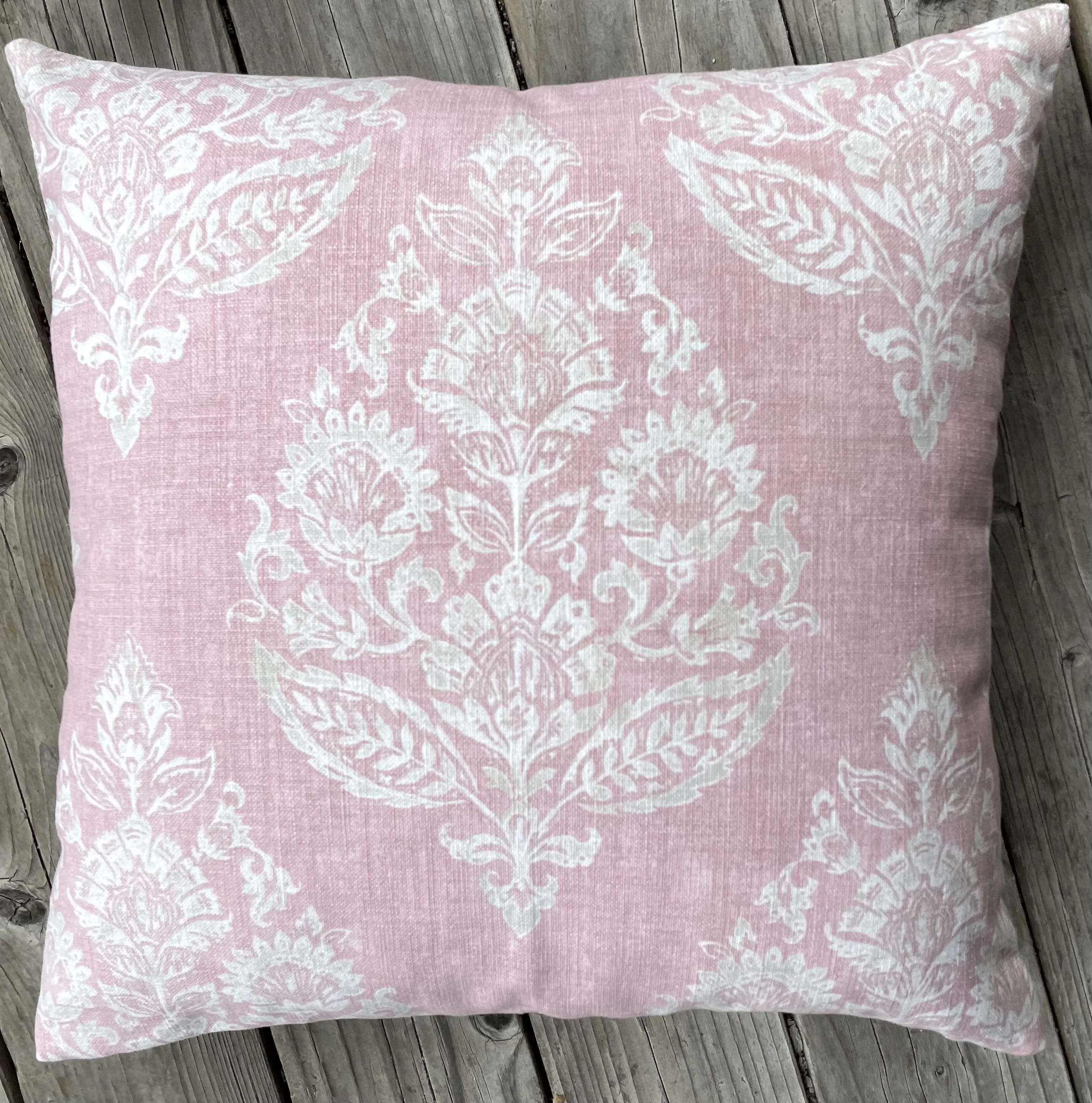 Block Print Damask Pillow Cover / Grey Beige Floral Cushion / Damask Pillow Cover / French Country Pillow Cover