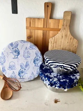 Blue Chickens Bowl Cover Set