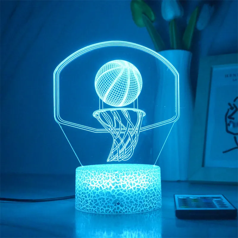 Boys gifts - Basketball 3D night light -1/3/7/16 colors lamp base