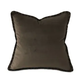 Brown Mocha Lux Velvet Brush Fringe Throw Pillow Cover 18x18