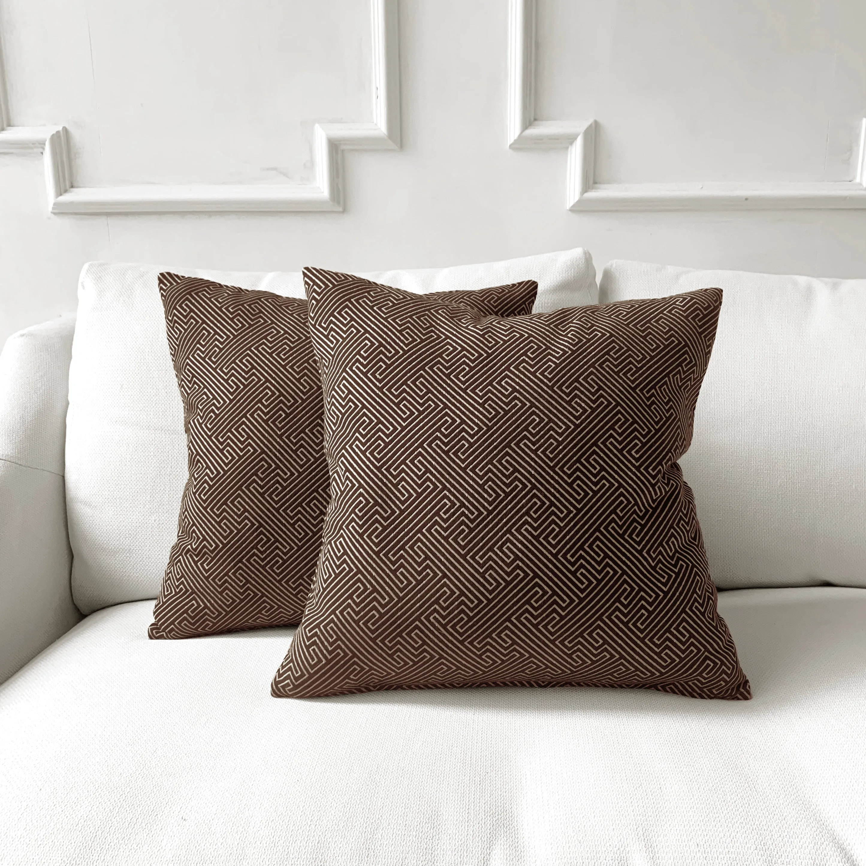 Brown Retro Graphic Throw Pillow Cover 20x20