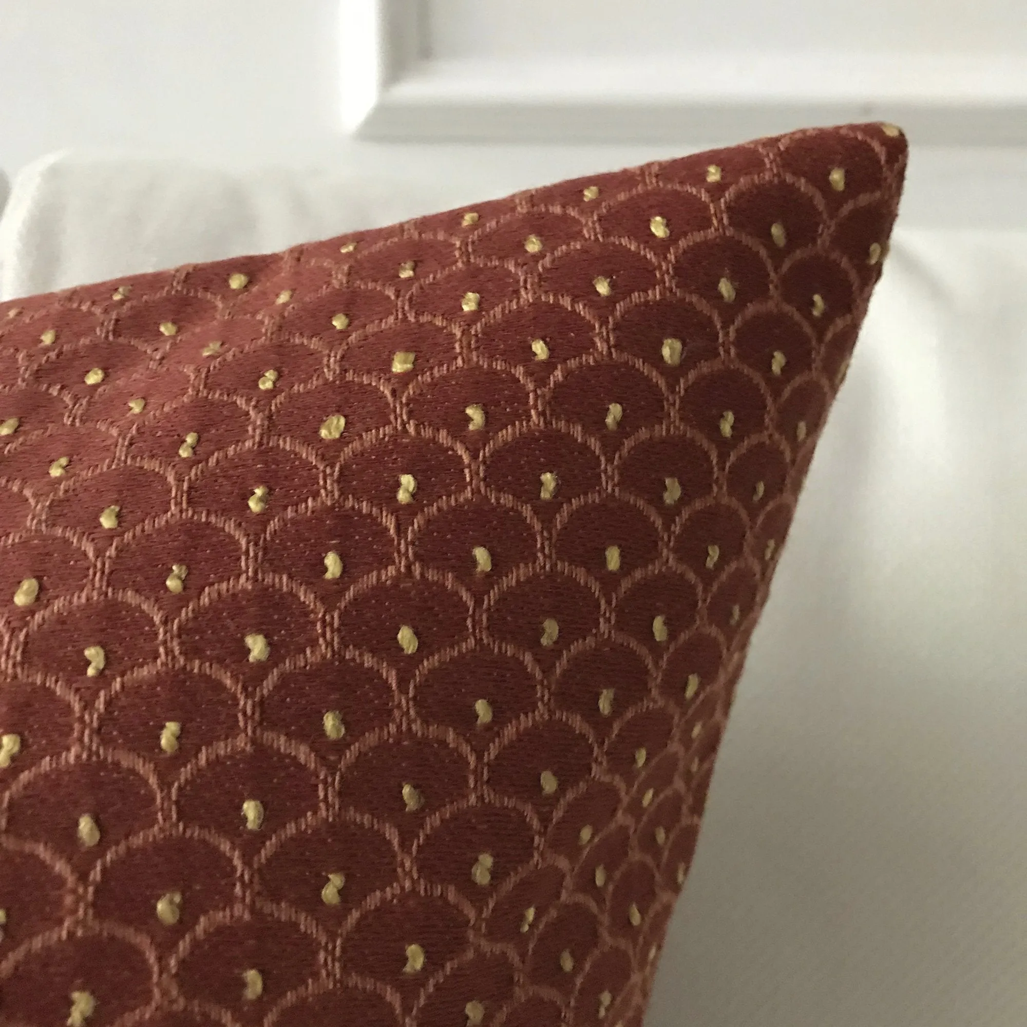 Burgundy and Gold French Geometric Throw Pillow Cover 22x22