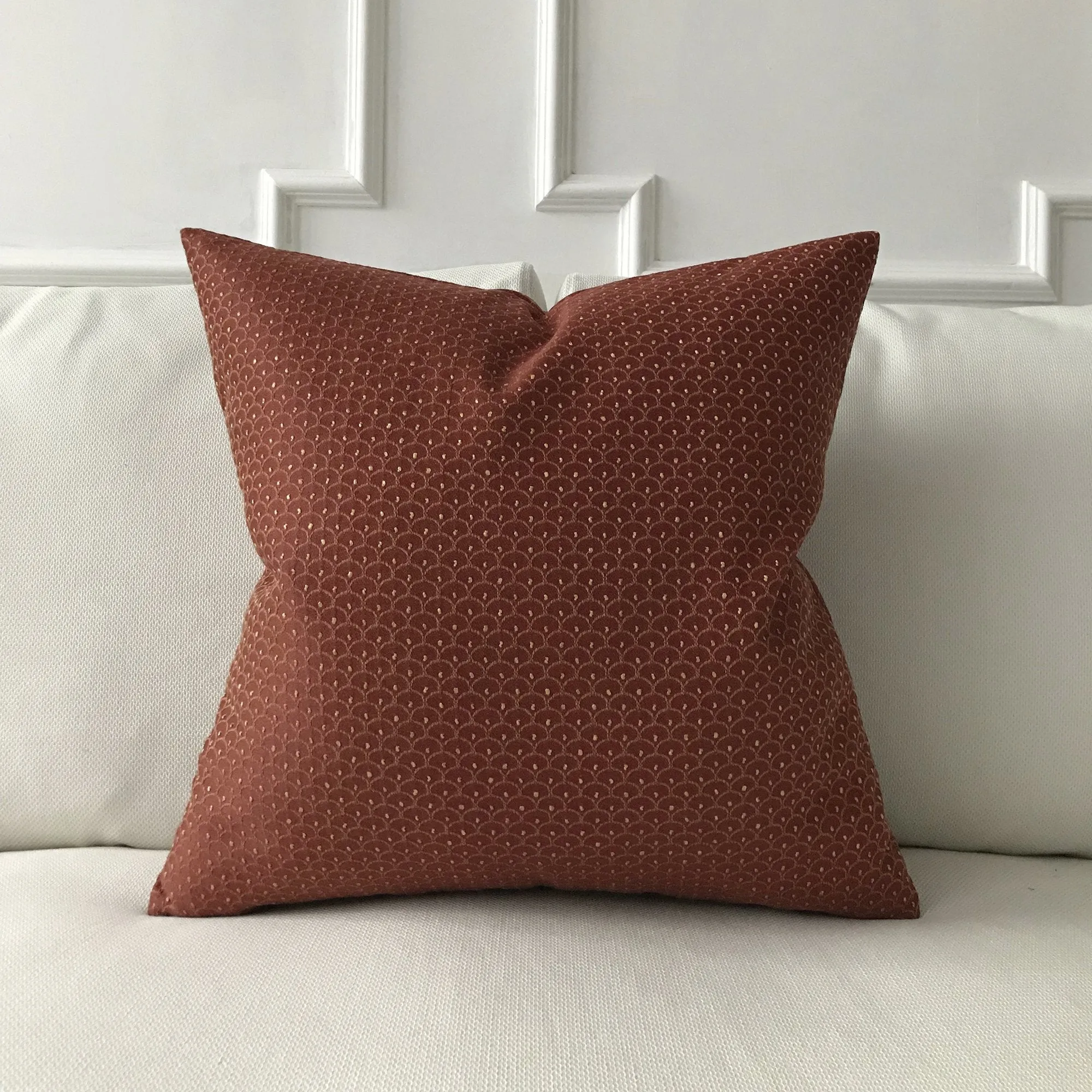 Burgundy and Gold French Geometric Throw Pillow Cover 22x22