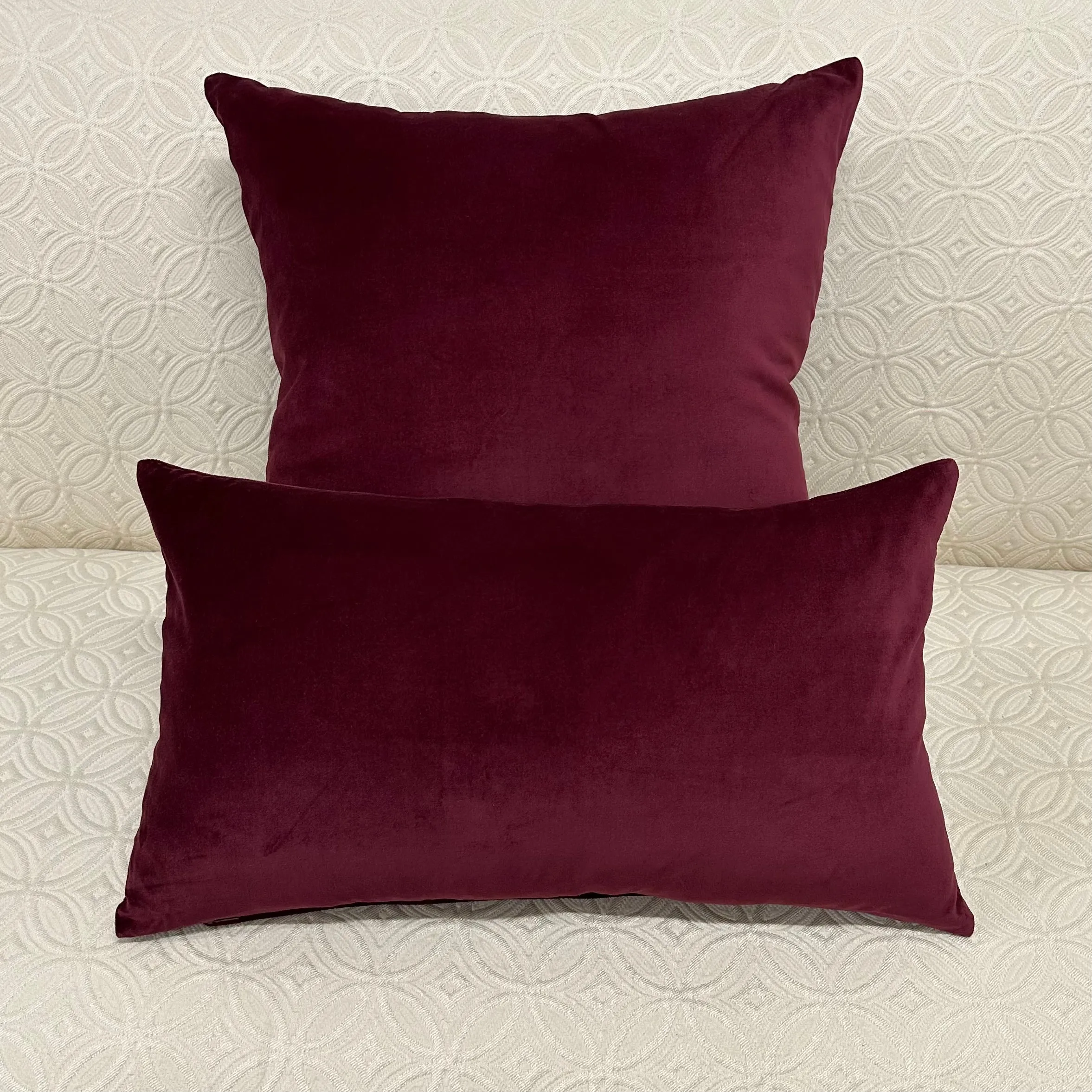 Burgundy Contemporary Solid Velveteen Pillow Cover