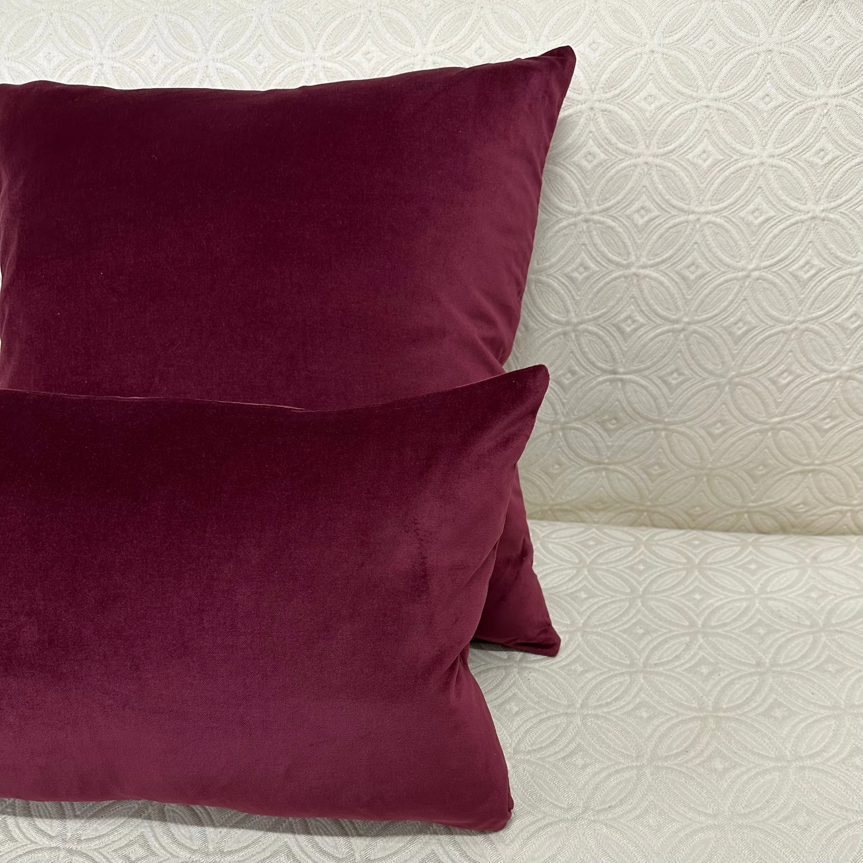 Burgundy Contemporary Solid Velveteen Pillow Cover