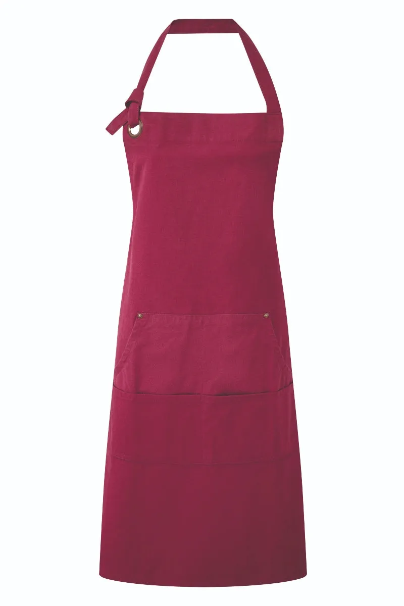 Burgundy "Calibre" Bib Adjustable Apron (4 Pocket Pouch)