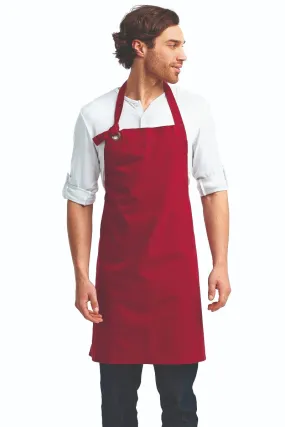 Burgundy "Calibre" Heavy Cotton Canvas Adjustable Bib Apron (No Pockets)