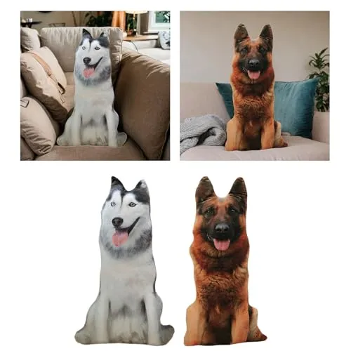 CALANDIS® 3D Dog Throw Pillow 20Cm Cute Creative Animal Plush Toy for Office Car Couch Gray | 1 Throw Pillow