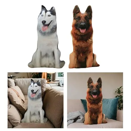 CALANDIS® 3D Dog Throw Pillow 20Cm Cute Creative Animal Plush Toy for Office Car Couch Gray | 1 Throw Pillow