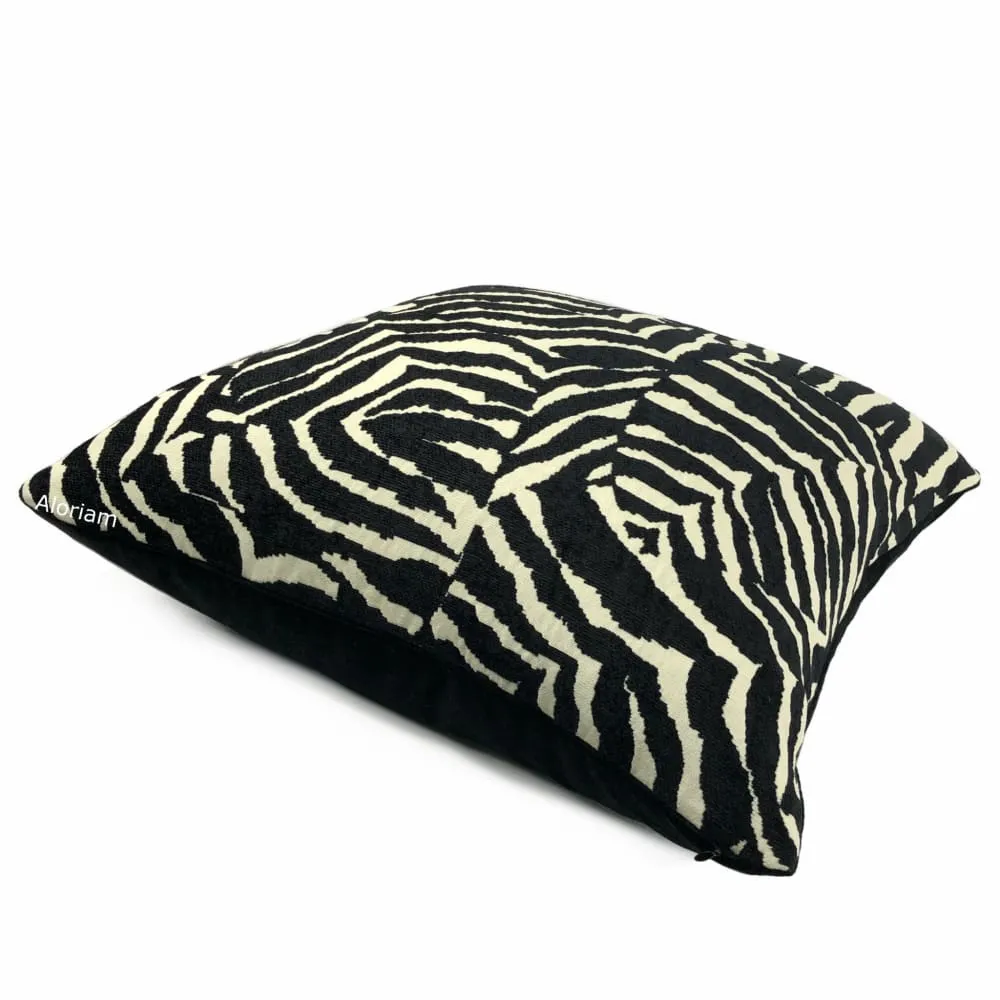 Caleb Black Cream Abstract Zebra Stripe Pillow Cover