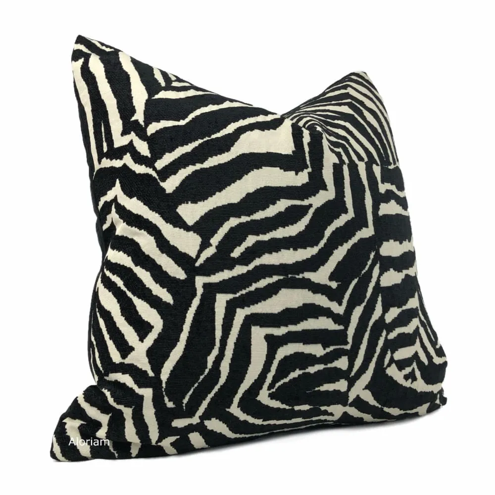 Caleb Black Cream Abstract Zebra Stripe Pillow Cover