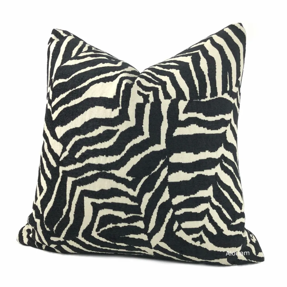 Caleb Black Cream Abstract Zebra Stripe Pillow Cover