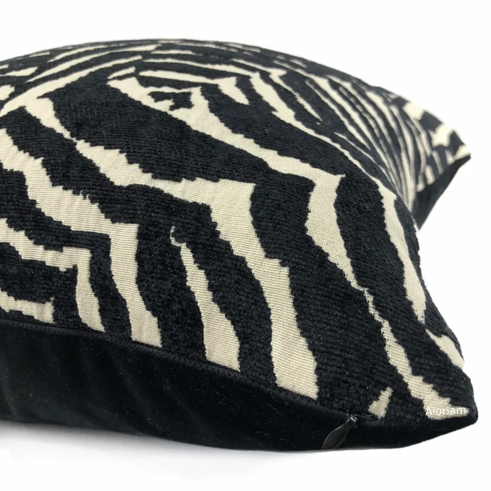 Caleb Black Cream Abstract Zebra Stripe Pillow Cover