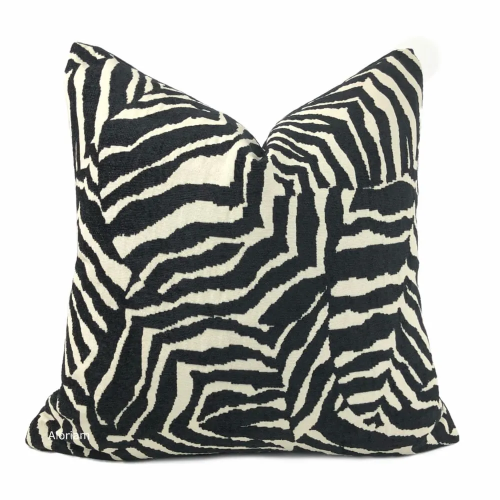 Caleb Black Cream Abstract Zebra Stripe Pillow Cover