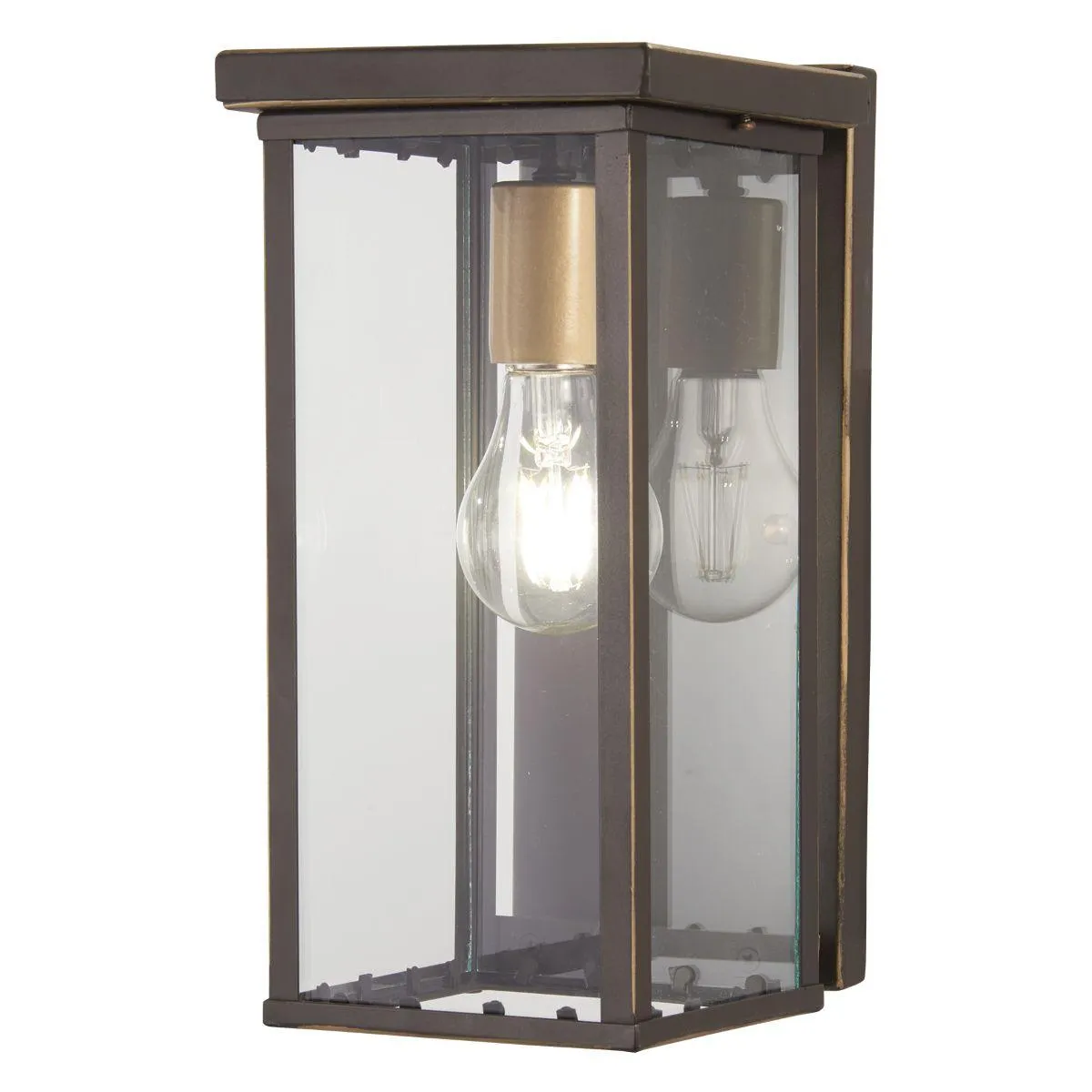 Casway 11 in. Outdoor Wall Lantern Oil Rubbed Bronze & Gold Finish