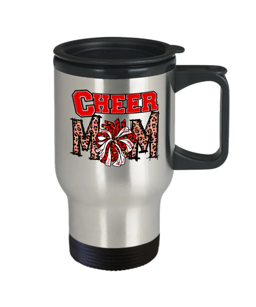 Cheer Mom Travel Mug-Red