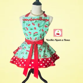 Cherry Print Polka Dot Retro Women's Apron