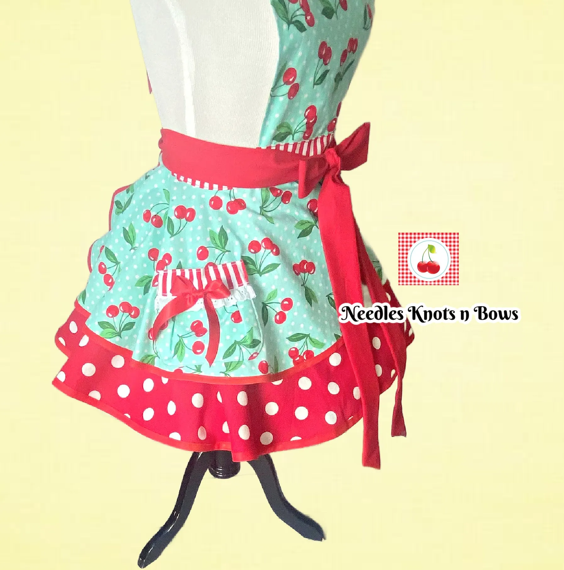 Cherry Print Polka Dot Retro Women's Apron