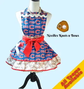 Chicago Cubs Womens Baseball Apron with Pocket