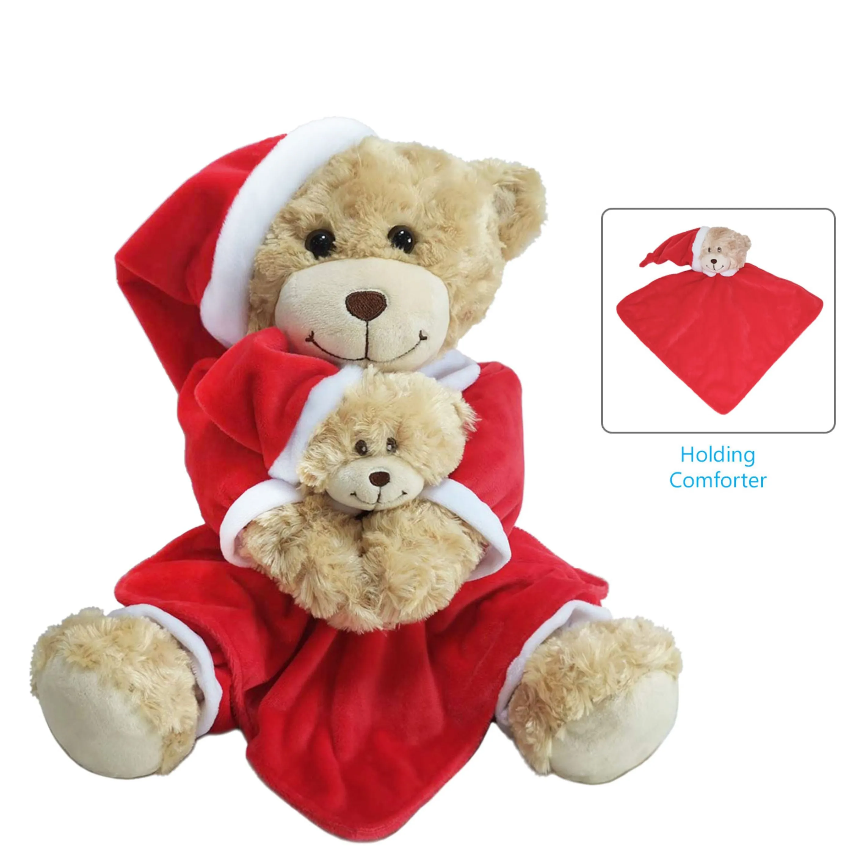 Christmas Bedtime Bear With Comforter, Personalised Gift