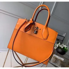 City Steamer Mm Bag In Smooth &amp; Grainy Calfskin M55348 Orange Collection