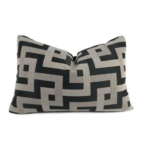 (CLEARANCE) Argos Black & Taupe Greek Key Maze Fretwork Geometric Pillow Cover