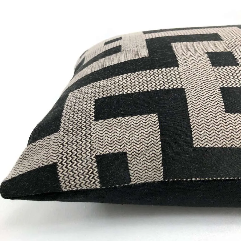 (CLEARANCE) Argos Black & Taupe Greek Key Maze Fretwork Geometric Pillow Cover