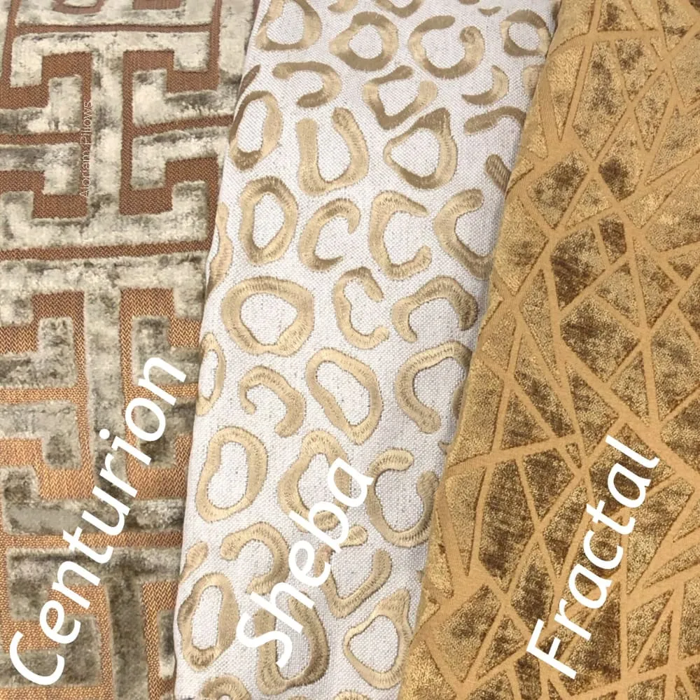 (CLEARANCE) Centurion Greek Key Fretwork Taupe Bronze Cut Velvet Pillow Cover