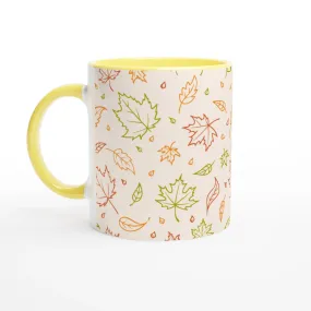 Colorful Outline Leaves Ceramic Mug | Nature-Inspired Coffee Cup