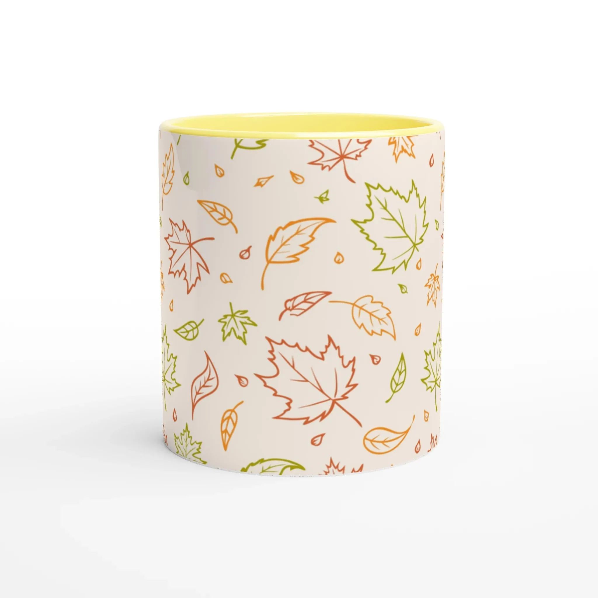 Colorful Outline Leaves Ceramic Mug | Nature-Inspired Coffee Cup