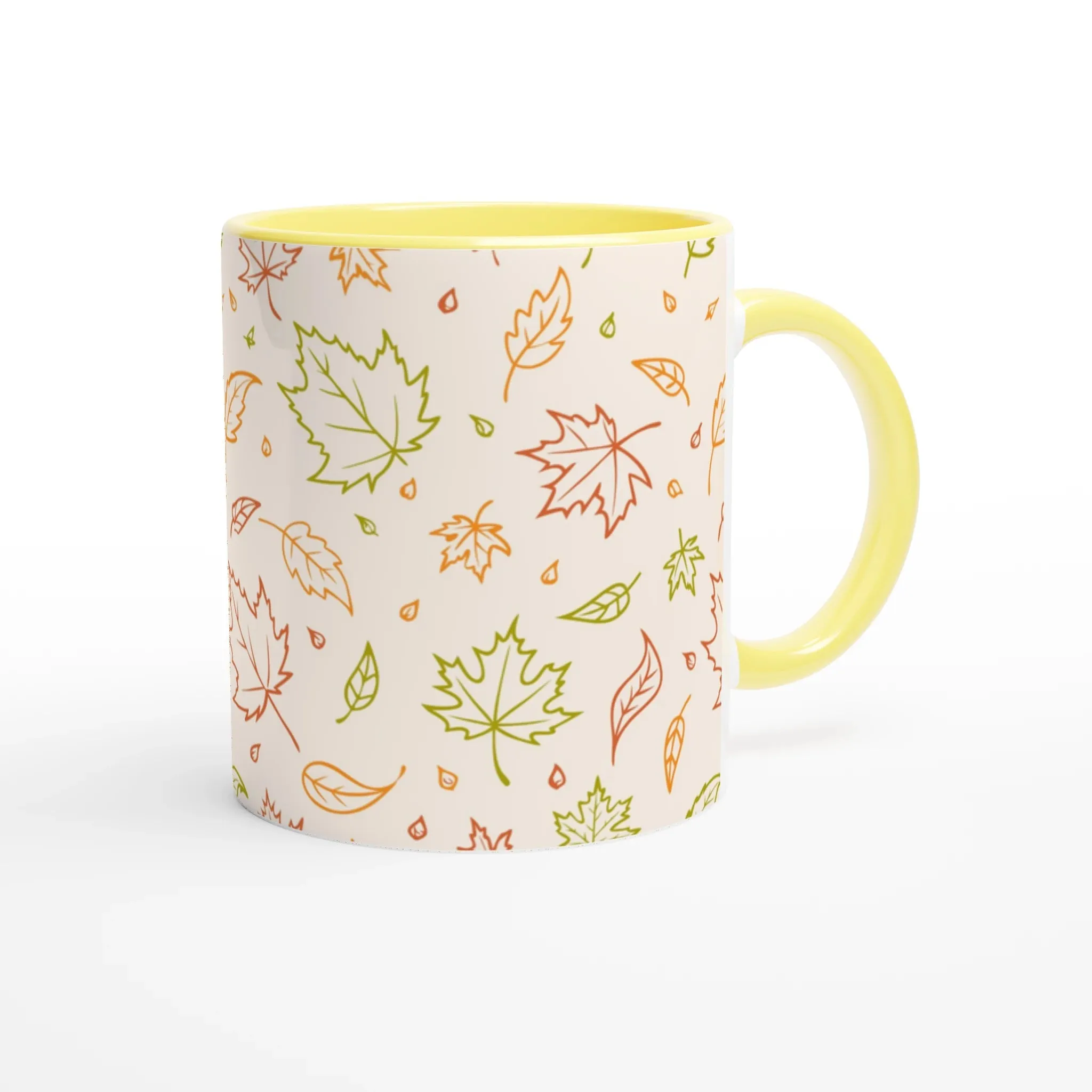 Colorful Outline Leaves Ceramic Mug | Nature-Inspired Coffee Cup