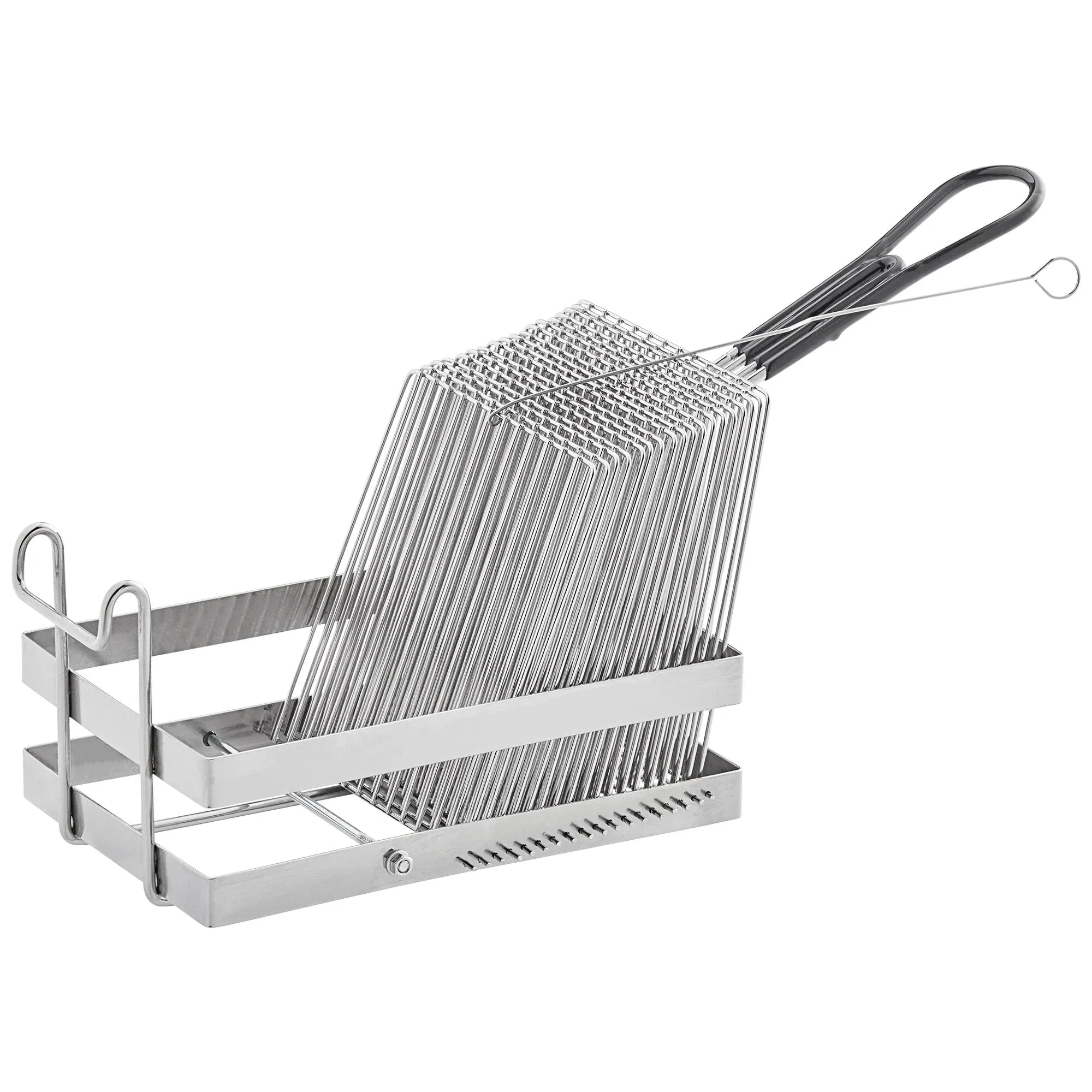 Commercial Nickel-plated Steel Tostada Holder Basket Fryer with Grip Handle