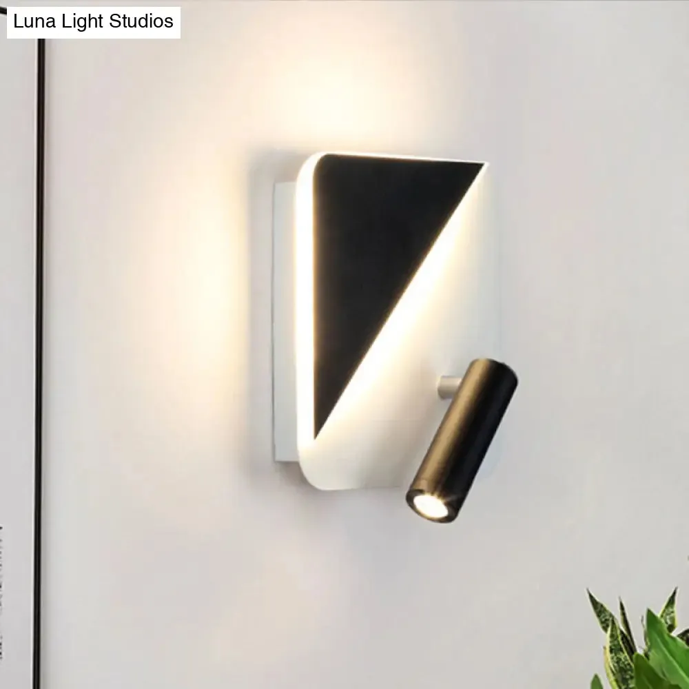 Contemporary LED Wall Lamp for Bedroom and Study with Black/White Metal Spotlight