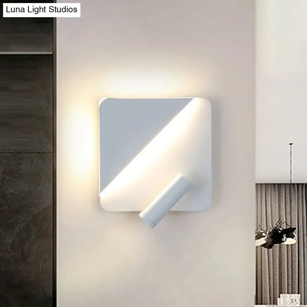 Contemporary LED Wall Lamp for Bedroom and Study with Black/White Metal Spotlight