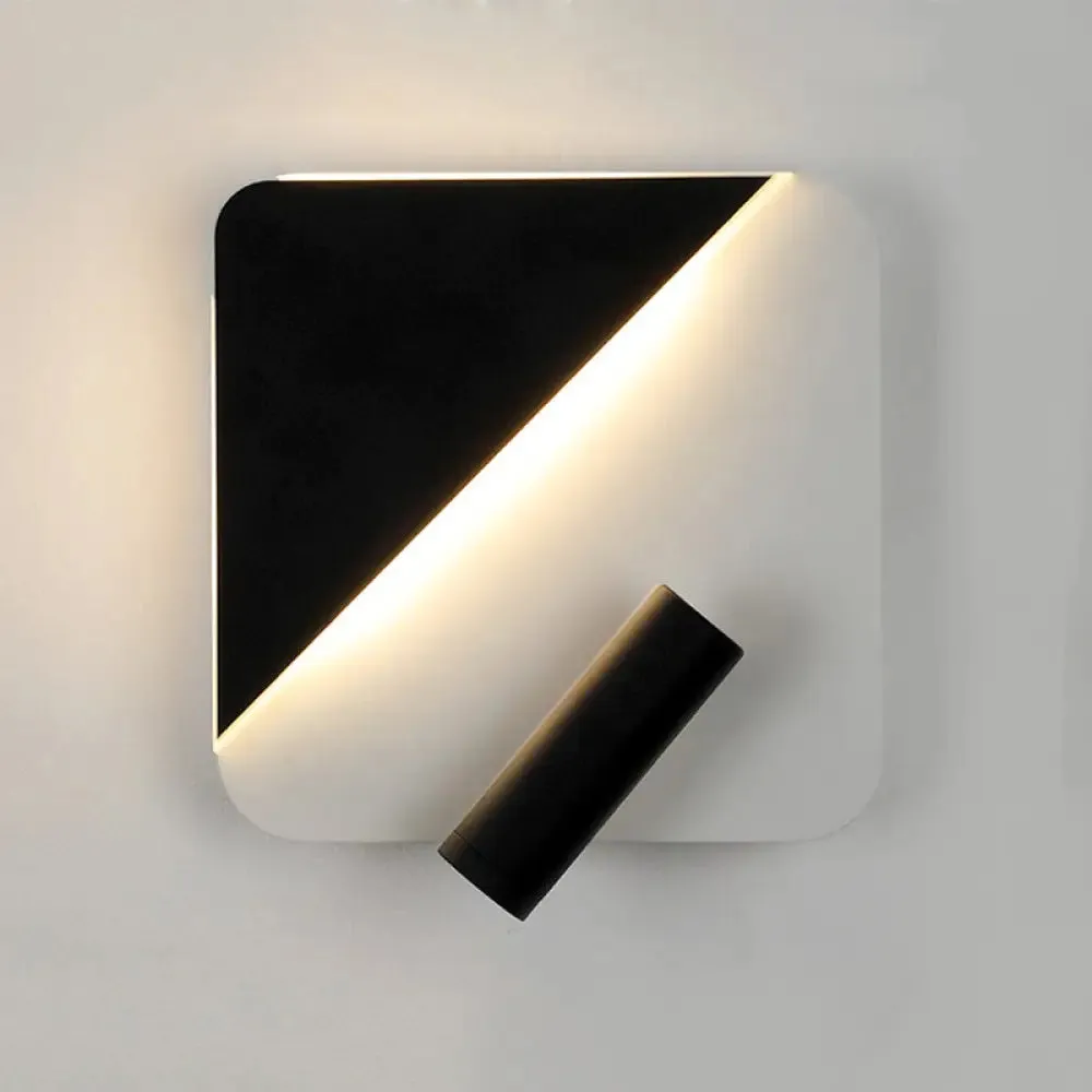 Contemporary LED Wall Lamp for Bedroom and Study with Black/White Metal Spotlight