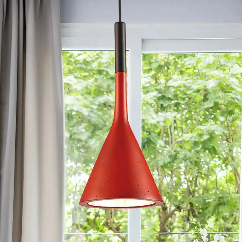 Contemporary Metallic Pendant Lamp for Adult Bedroom with Funnel Shade and 1 Bulb