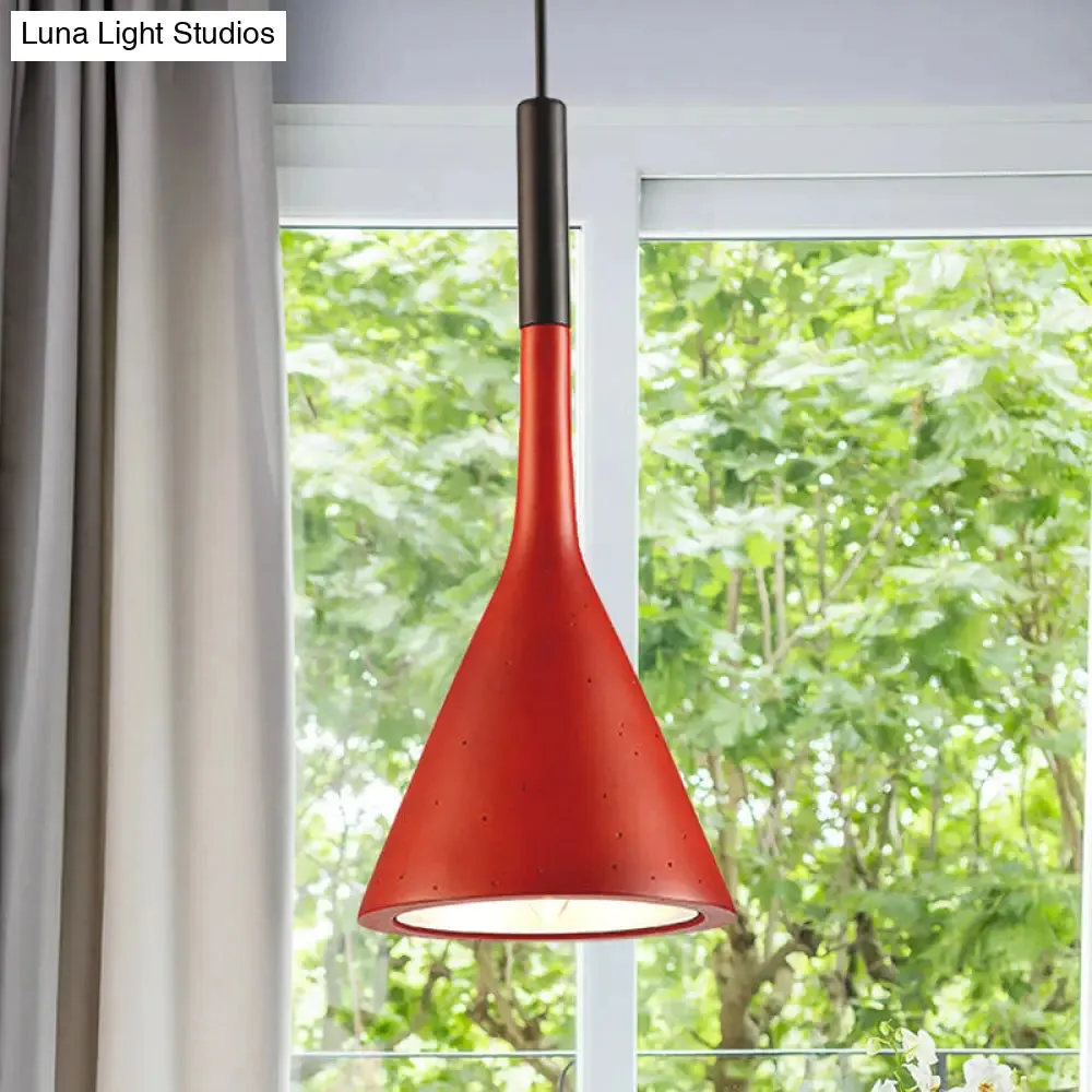 Contemporary Metallic Pendant Lamp for Adult Bedroom with Funnel Shade and 1 Bulb