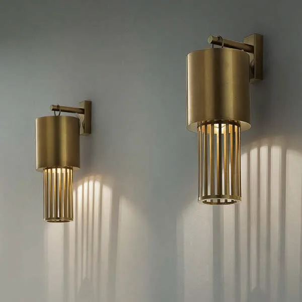 Contemporary Modern Italian Design Futurist Tubular Bronze Finish Steel Sconce