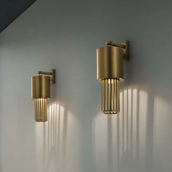 Contemporary Modern Italian Design Futurist Tubular Bronze Finish Steel Sconce