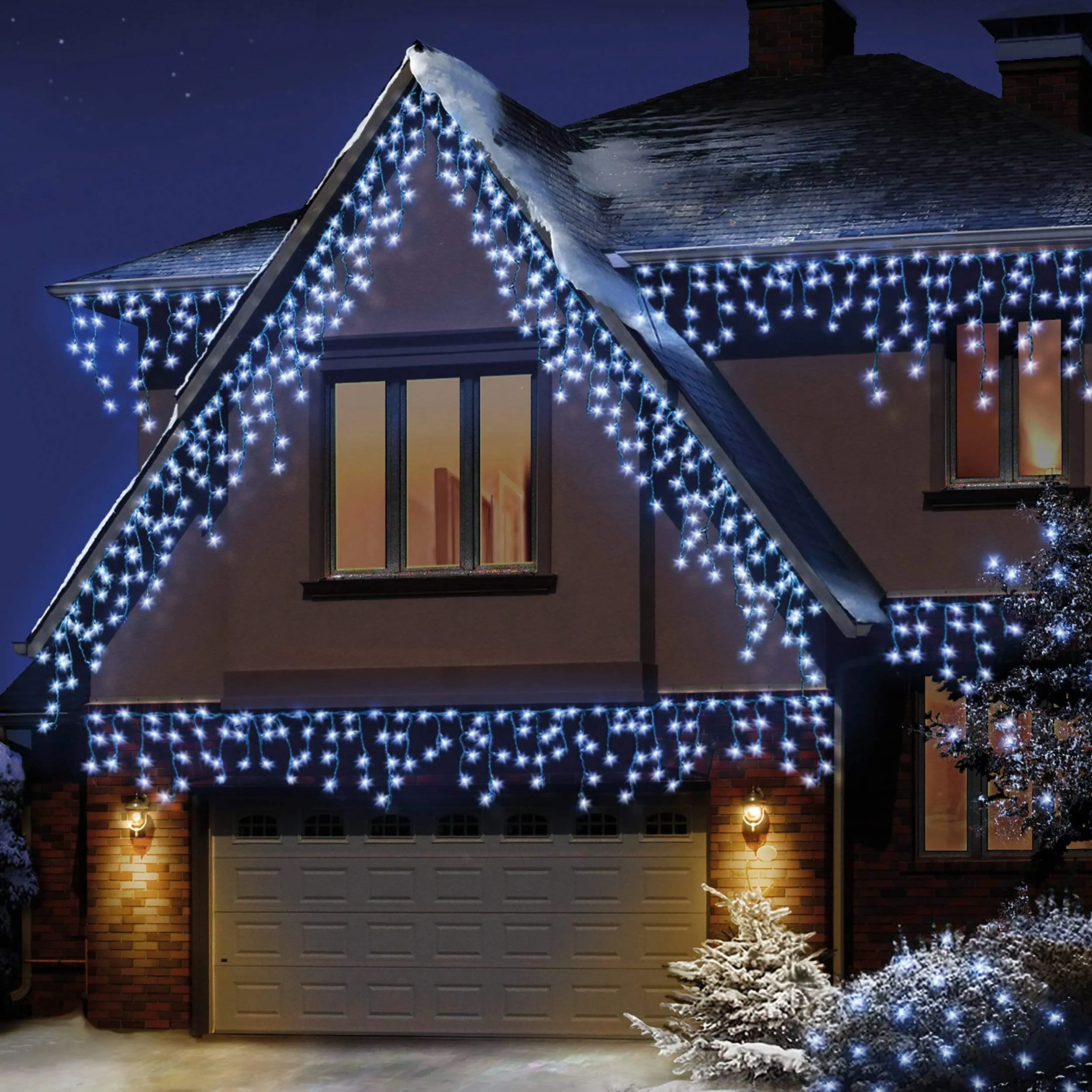 Cool White LED Snowing Icicle Lights