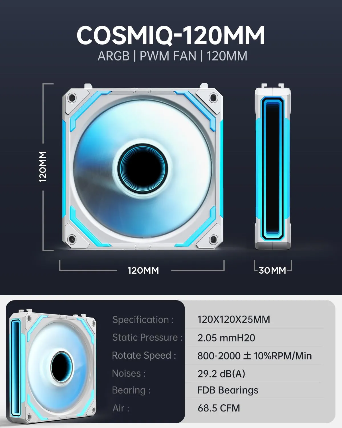 COSMIQ 120MM UNI FAN ASIAHORSE (3 Pack)