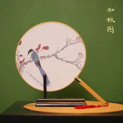 Cotton And Linen Hand-made Bamboo Bone Classical Chinese Fan Single Side 96