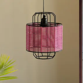 Cotton Weaved' Hanging Pendant Lamp Shade (10.2 Inches, Iron & Cotton Rope, Handwoven)