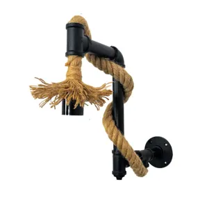 Creative Jute Rope Industrial Wall Sconce with Metal Plumbing Pipe - Industrial Style Lighting